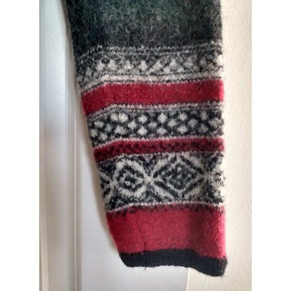 Vintage Tally Ho Women's Off-Black Gray Dark Red Wool Cardigan Sweater L - Picture 4 of 16